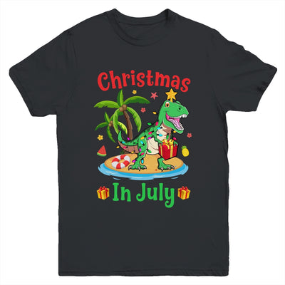 Christmas In July Dinosaur Xmas Tree T Rex Summer Vacation Youth Shirt | teecentury