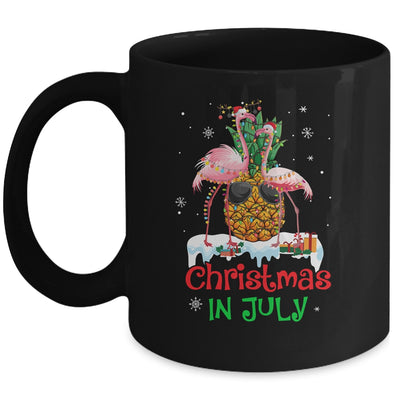 Christmas In July Funny Flamingo Pineapple Summer Mug | teecentury