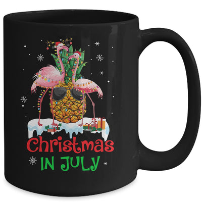 Christmas In July Funny Flamingo Pineapple Summer Mug | teecentury