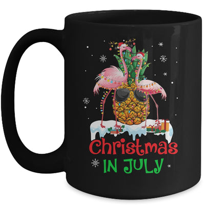 Christmas In July Funny Flamingo Pineapple Summer Mug | teecentury