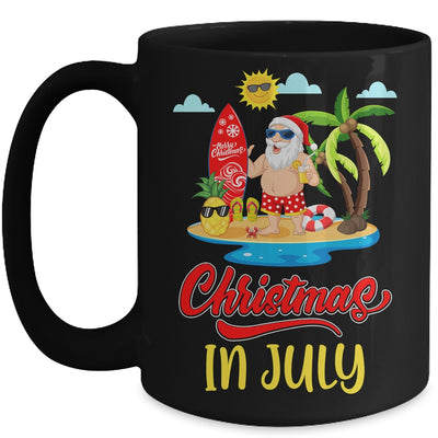 Christmas In July Funny Santa Summer Beach Vacation Mug Coffee Mug | Teecentury.com