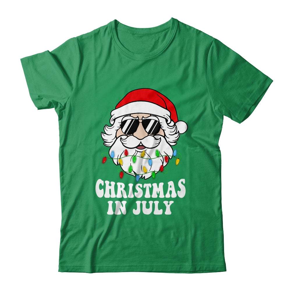 Christmas In July Santa Hat Sunglasses Beach Summer Shirt & Hoodie | teecentury