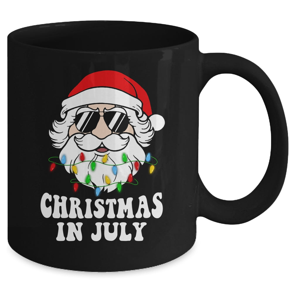 Christmas In July Santa Hat Sunglasses Beach Summer Mug | teecentury
