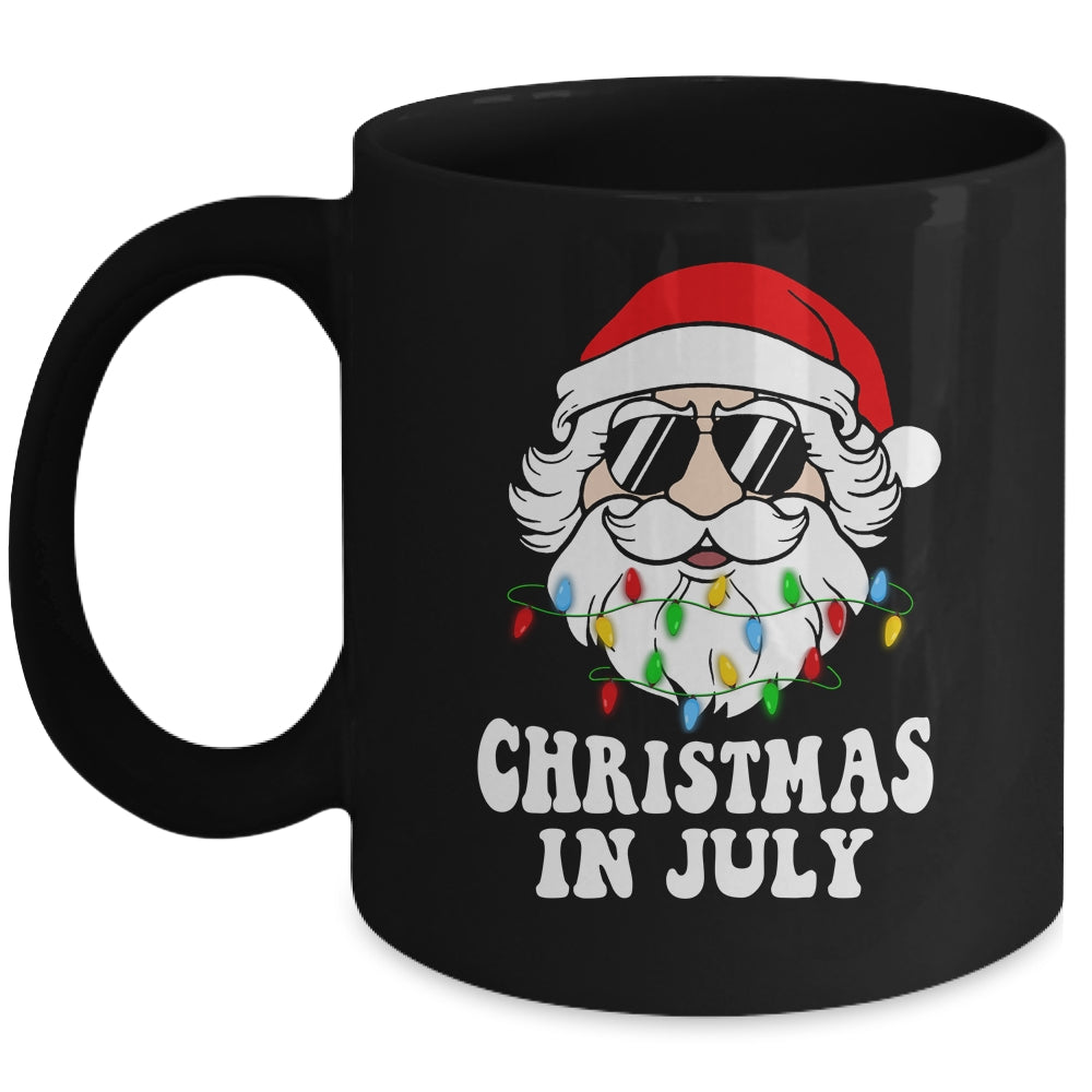 Christmas In July Santa Hat Sunglasses Beach Summer Mug | teecentury