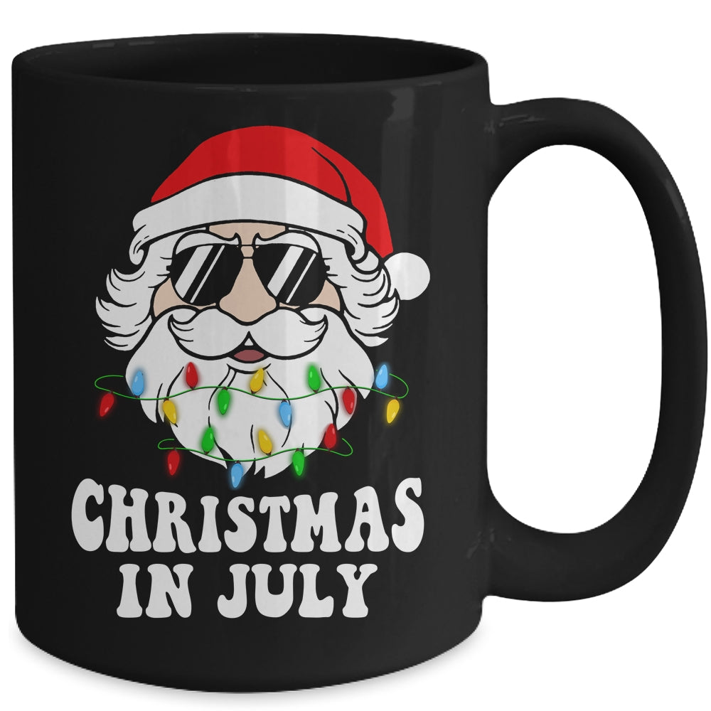 Christmas In July Santa Hat Sunglasses Beach Summer Mug | teecentury
