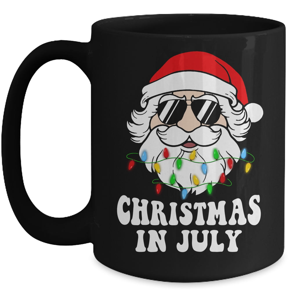 Christmas In July Santa Hat Sunglasses Beach Summer Mug | teecentury
