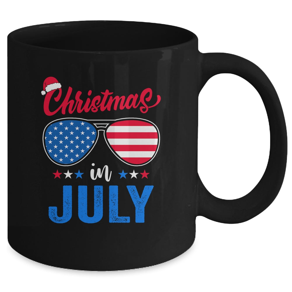 Christmas In July Santa Hat Sunglasses Summer Celebration Mug Coffee Mug | Teecentury.com
