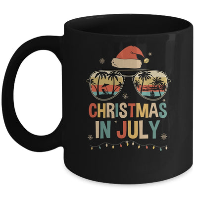 Christmas In July Santa Hat Sunglasses Summer Vacation Retro Mug | teecentury
