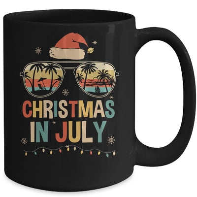 Christmas In July Santa Hat Sunglasses Summer Vacation Retro Mug | teecentury