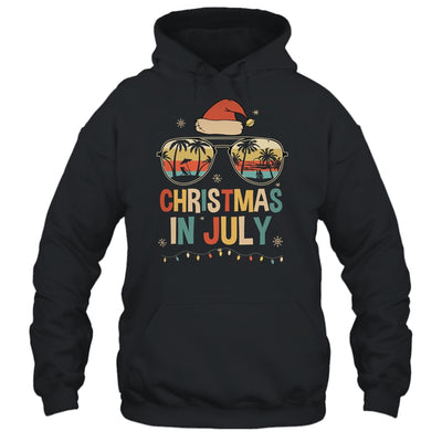 Christmas In July Santa Hat Sunglasses Summer Vacation Retro Shirt & Tank Top | teecentury