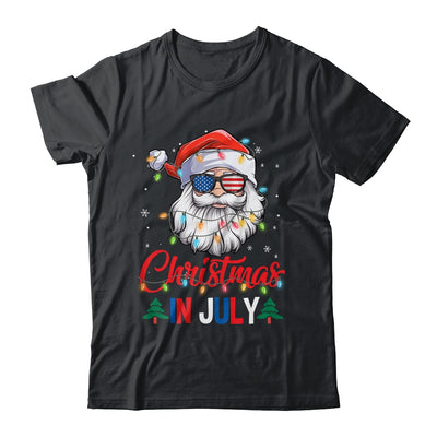 Christmas In July Santa Hat Sunglasses USA Flag Summer Shirt & Tank Top | teecentury