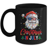 Christmas In July Santa Hat Sunglasses USA Flag Summer Mug | teecentury