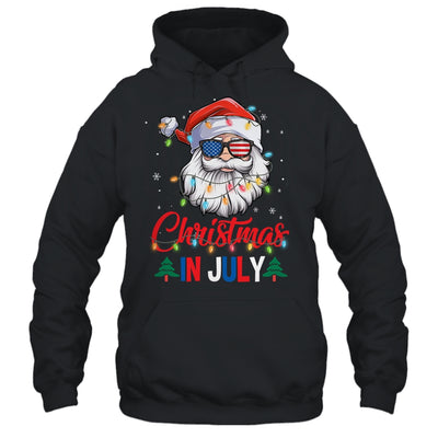 Christmas In July Santa Hat Sunglasses USA Flag Summer Shirt & Tank Top | teecentury