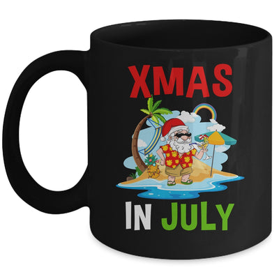 Christmas In July Santa Hat Xmas Funny Summer Xmas Vacation Mug | teecentury