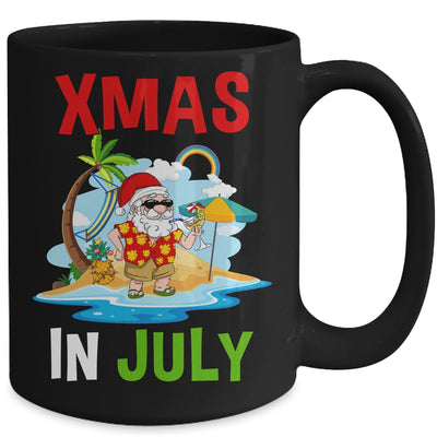 Christmas In July Santa Hat Xmas Funny Summer Xmas Vacation Mug | teecentury