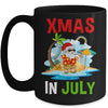 Christmas In July Santa Hat Xmas Funny Summer Xmas Vacation Mug | teecentury