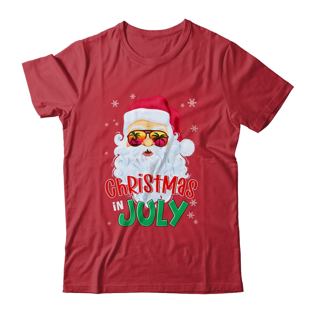 Christmas In July Summer Santa Sunglasses Xmas Funny Shirt & Tank Top | teecentury