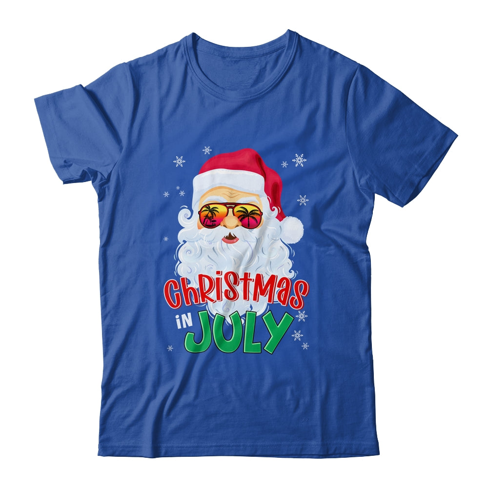 Christmas In July Summer Santa Sunglasses Xmas Funny Shirt & Tank Top | teecentury