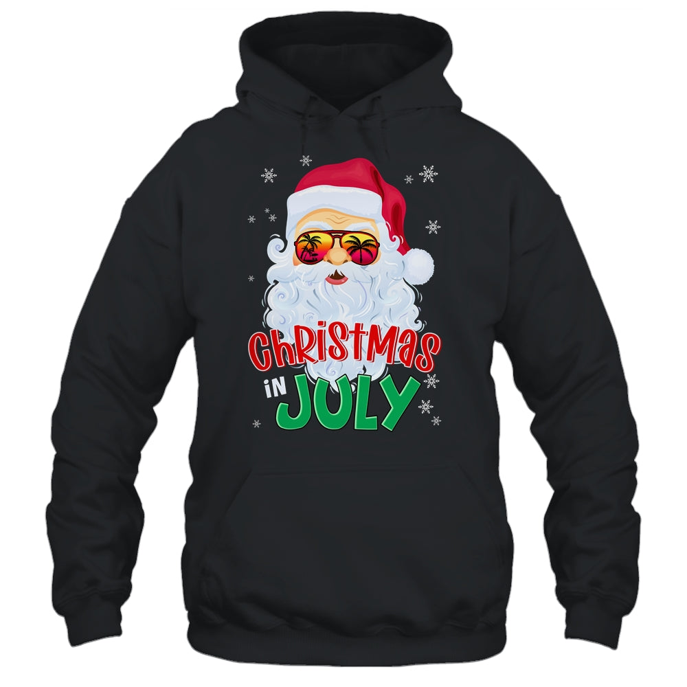 Christmas In July Summer Santa Sunglasses Xmas Funny Shirt & Tank Top | teecentury