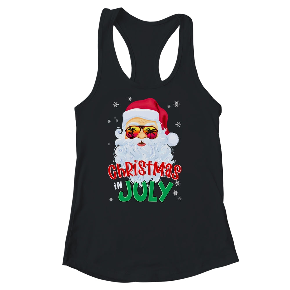 Christmas In July Summer Santa Sunglasses Xmas Funny Shirt & Tank Top | teecentury