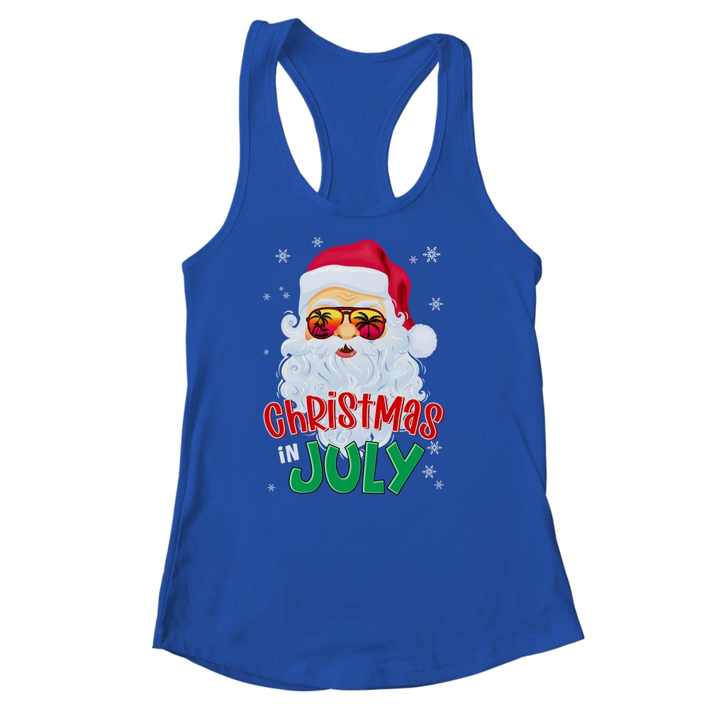 Christmas In July Summer Santa Sunglasses Xmas Funny Shirt & Tank Top | teecentury