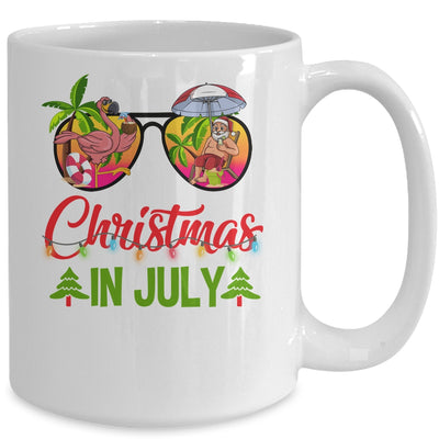 Christmas In July Sunglasses Santa Flamingo Beach Vacation Mug | teecentury