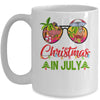 Christmas In July Sunglasses Santa Flamingo Beach Vacation Mug | teecentury