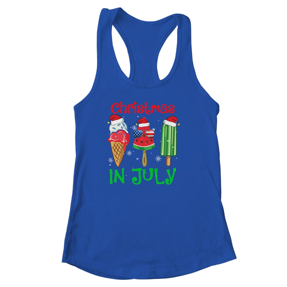 Christmas In July Watermelon Ice Pops Xmas Santa Hat Shirt & Tank Top | teecentury