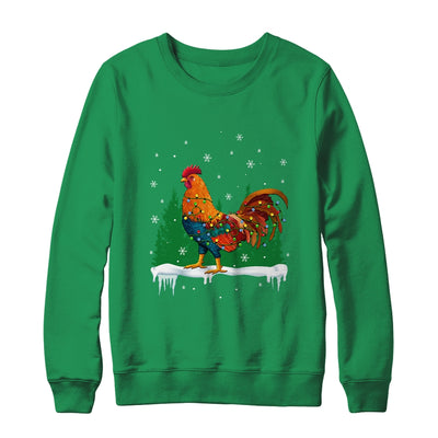 Christmas Rooster Xmas Farmer Chicken Lights Snowflakes T-Shirt & Sweatshirt | Teecentury.com