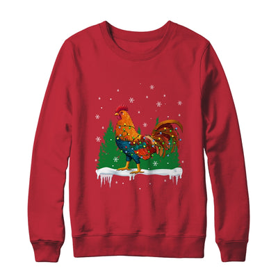 Christmas Rooster Xmas Farmer Chicken Lights Snowflakes T-Shirt & Sweatshirt | Teecentury.com