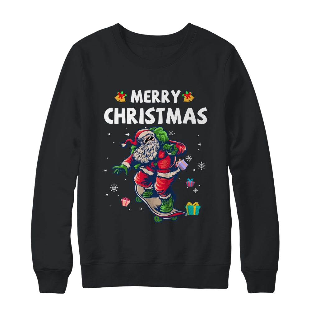 Christmas Skateboarding Santa Skater T-Shirt & Sweatshirt | Teecentury.com