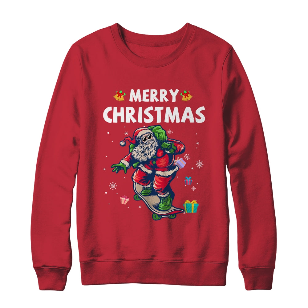 Christmas Skateboarding Santa Skater T-Shirt & Sweatshirt | Teecentury.com