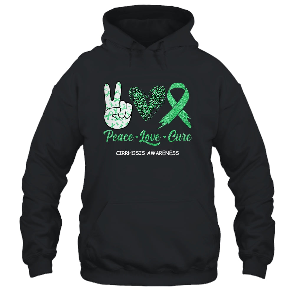 Cirrhosis Awareness Peace Love Cure Leopard T-Shirt & Hoodie | Teecentury.com