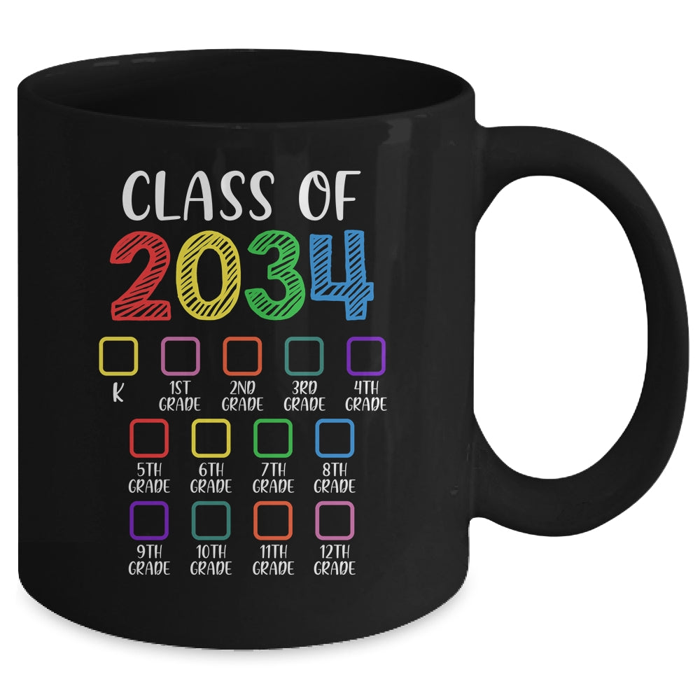 Class Of 2034 Checklist Grow With Me Kindergarten Graduation Mug Coffee Mug | Teecentury.com