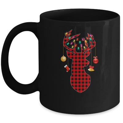 Classic Red Black Christmas Buffalo Plaid Deer Mug Coffee Mug | Teecentury.com