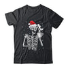 Coffee Drinking Skeleton Christmas Skull Santa Hat Xmas Shirt & Sweatshirt | teecentury
