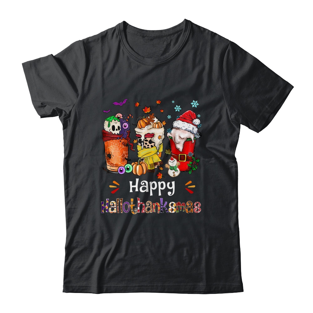 Coffee Halloween Thanksgiving Christmas Happy Hallothanksmas Shirt & Hoodie | teecentury