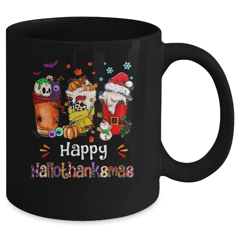 Coffee Halloween Thanksgiving Christmas Happy Hallothanksmas Mug | teecentury