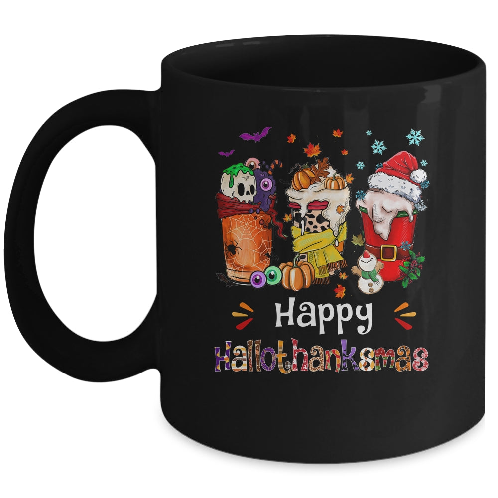 Coffee Halloween Thanksgiving Christmas Happy Hallothanksmas Mug | teecentury