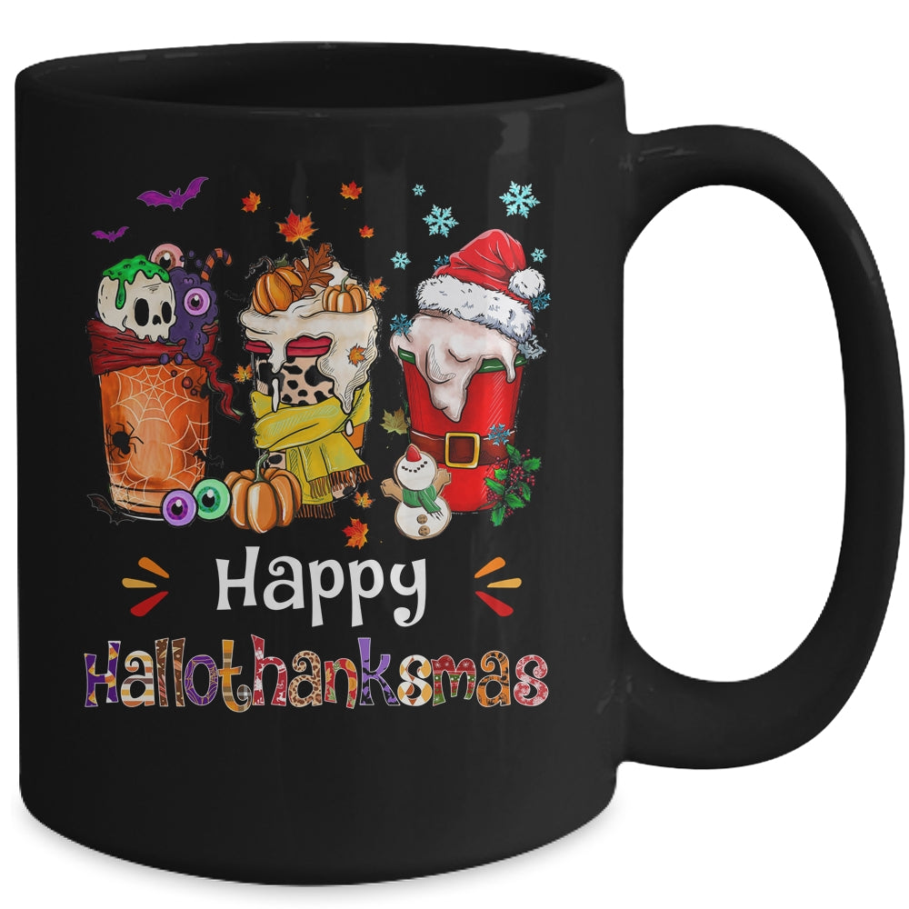 Coffee Halloween Thanksgiving Christmas Happy Hallothanksmas Mug | teecentury