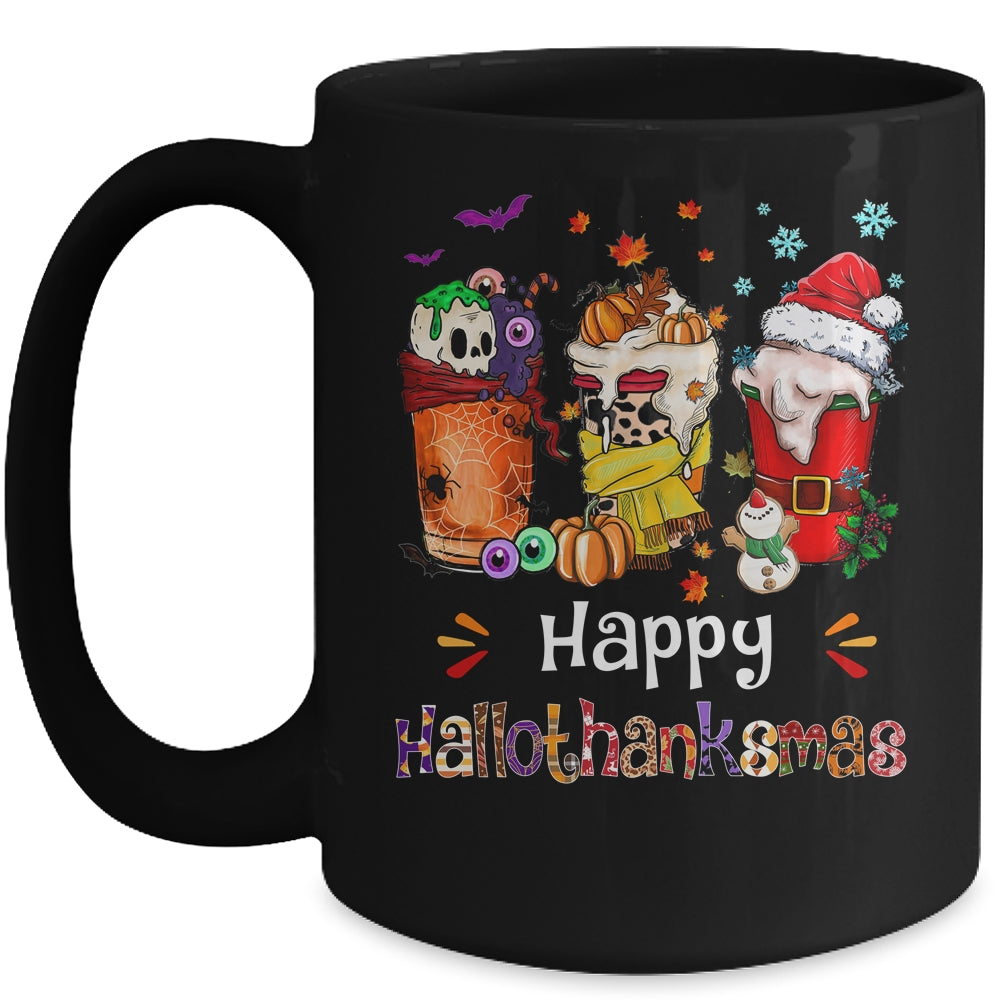 Coffee Halloween Thanksgiving Christmas Happy Hallothanksmas Mug | teecentury