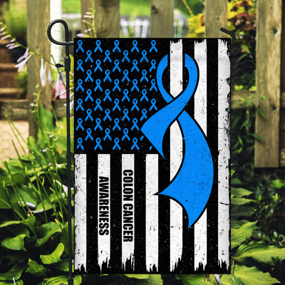 Colon Cancer Awareness America Flag Blue Ribbon Flag | Teecentury.com