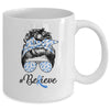 Colon Cancer Awareness Messy Bun Warrior Believe Blue Mug Coffee Mug | Teecentury.com