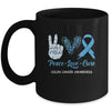 Colon Cancer Awareness Peace Love Cure Leopard Mug Coffee Mug | Teecentury.com