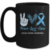 Colon Cancer Awareness Peace Love Cure Leopard Mug Coffee Mug | Teecentury.com