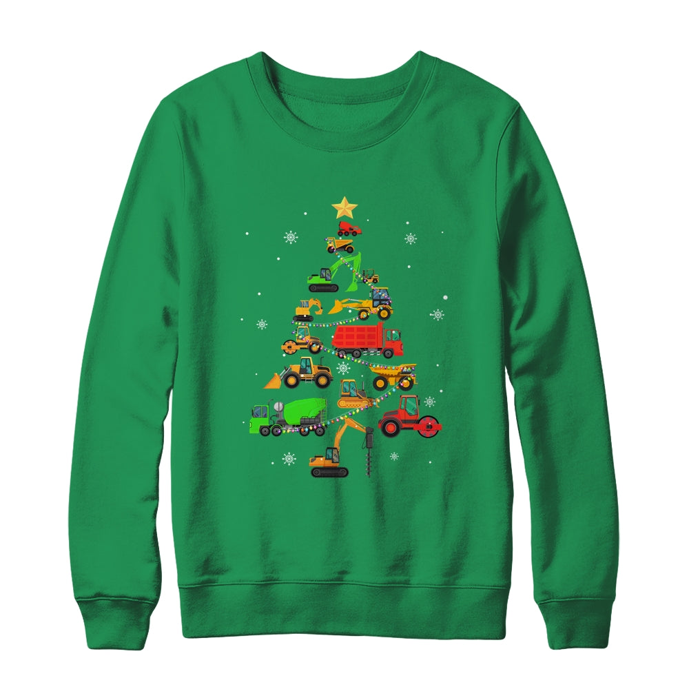 Construction Excavator Christmas Tree Excavation Lovers Gift T-Shirt & Sweatshirt | Teecentury.com