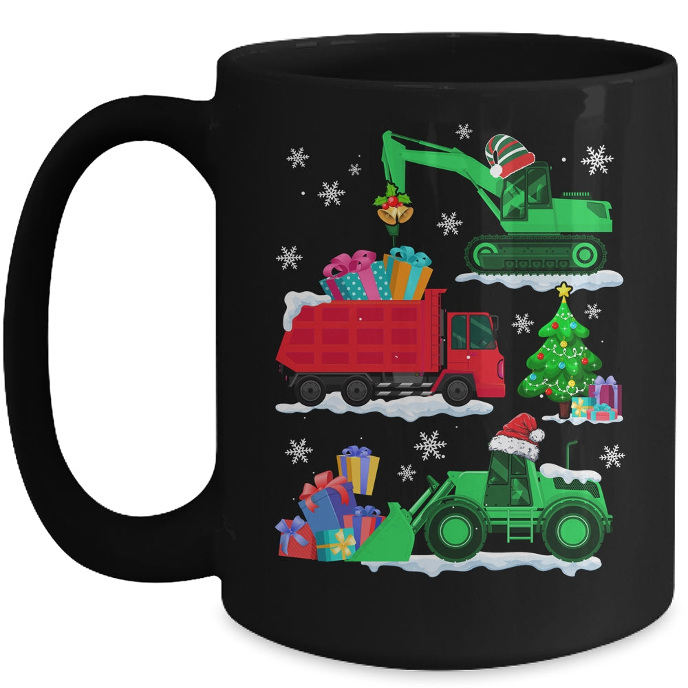 Construction Vehicle Christmas Red Trucks Winter Boys Mug | teecentury