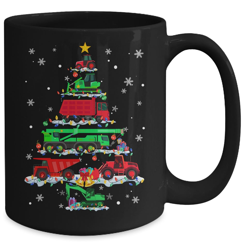 Construction Vehicle Excavator Christmas Tree Funny Xmas Mug | teecentury