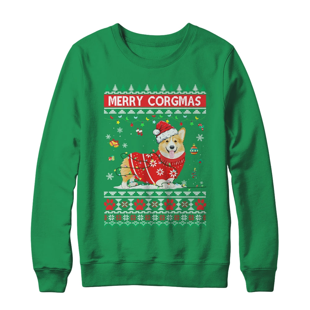 Corgi Dog Merry Corgmas Santa Corgi Ugly Christmas Xmas T-Shirt & Sweatshirt | Teecentury.com