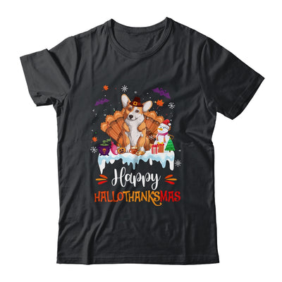 Corgi Happy HalloThanksMas Halloween Thanksgiving Christmas Shirt & Sweatshirt | teecentury